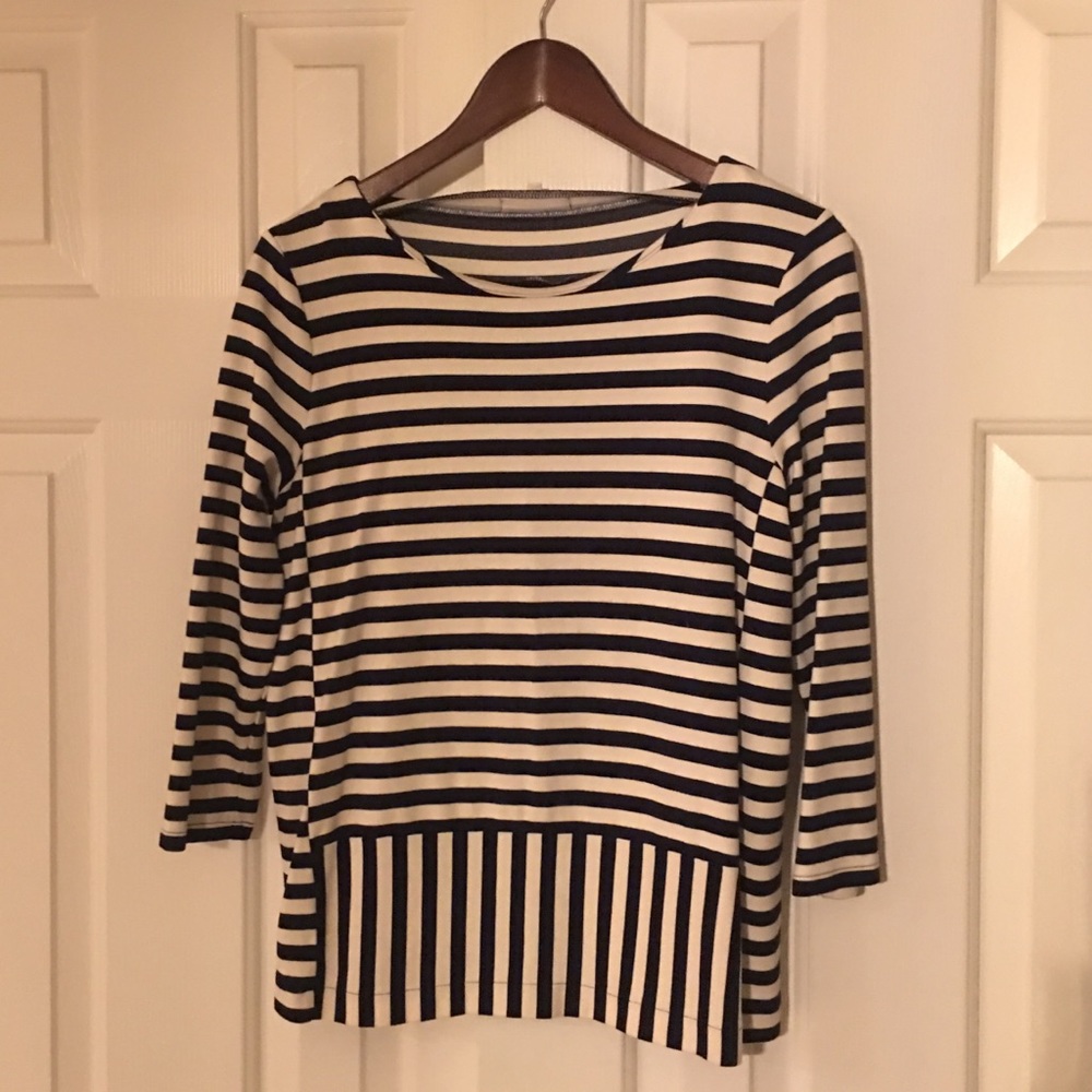 Madewell navy blue striped top, size L